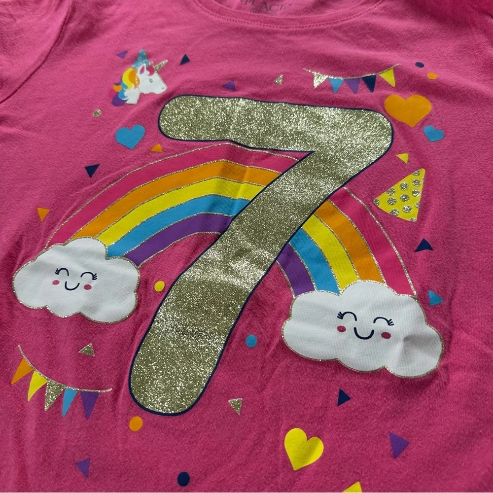 The Children’s Place Birthday Shirt “7” Girl Sz L 10/12